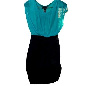 Teal/ Black Mini Dress